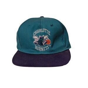 Vintage Charlotte Hornets NBA Snapback Hat Teal Purple 90s Official Y2K Retro
